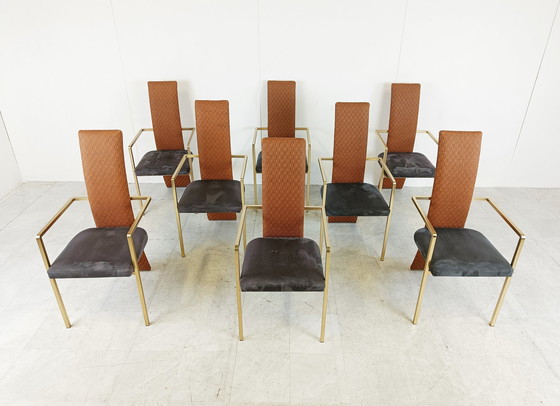 Image 1 of Set of 8 high back dining chairs by Belgochrom, 1970s 