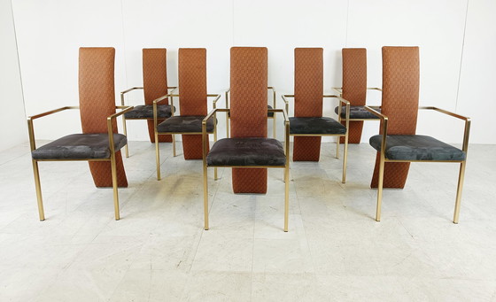 Image 1 of Set of 8 high back dining chairs by Belgochrom, 1970s 