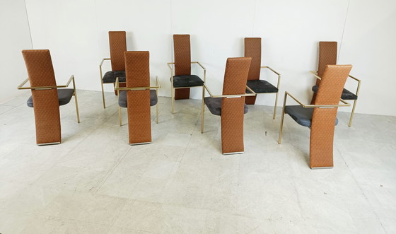 Image 1 of Set of 8 high back dining chairs by Belgochrom, 1970s 