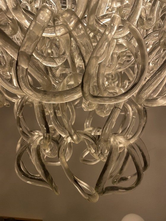 Image 1 of Glass Chandelier By Angelo Mangiarotti For Vistosi, Italy 1970S