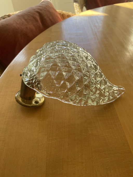 Lampe murale "feuille" en verre vintage