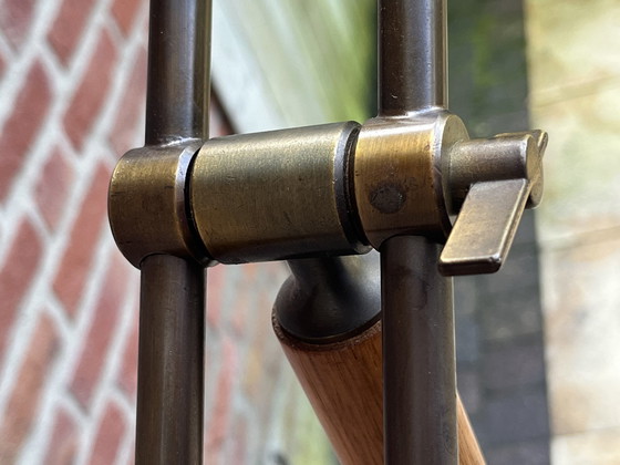 Image 1 of Lampada da terra vintage in rovere/bronzo danese