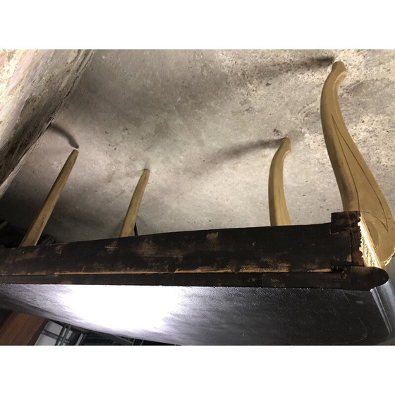 Image 1 of Consolle vintage in legno intagliato con piano in legno cerato nero, 1980