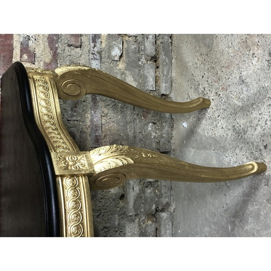 Image 1 of Consolle vintage in legno intagliato con piano in legno cerato nero, 1980