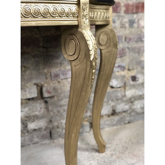 Image 1 of Consolle vintage in legno intagliato con piano in legno cerato nero, 1980