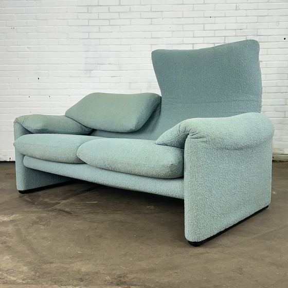 Image 1 of Turquoise Cassina Maralunga 2 Seat Sofa By Vico Magistretti