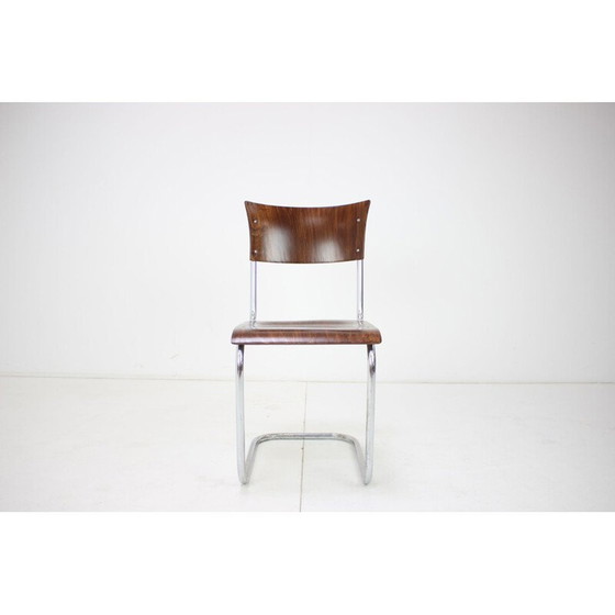 Image 1 of Art deco vintage chrome and wood chair by Mart Stam, Czechoslovakia 1930s