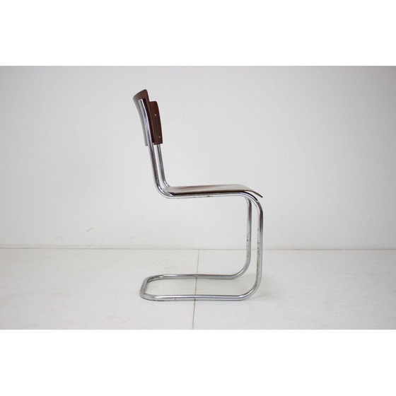 Image 1 of Art deco vintage chrome and wood chair by Mart Stam, Czechoslovakia 1930s