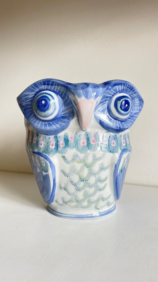 Vintage Chinese Porcelain Owl Planter
