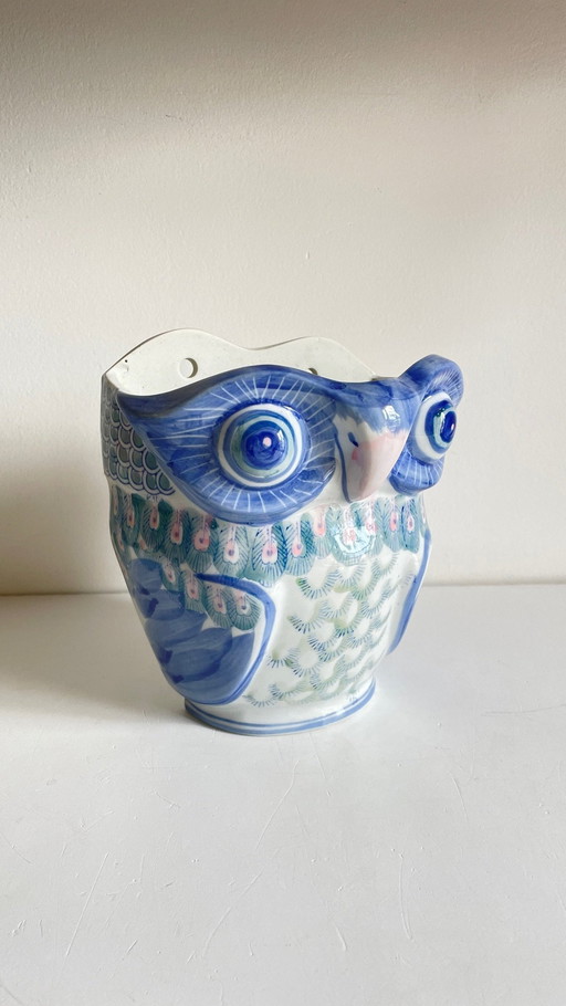 Vintage Chinese Porcelain Owl Planter