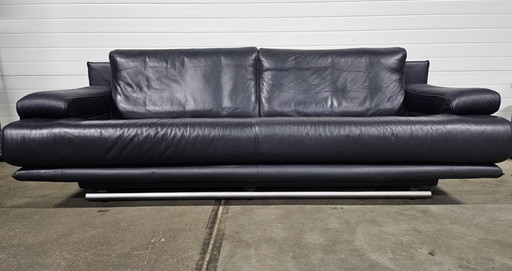 Rolf Benz 3-Seater Sofa Model 6500 Black Leather