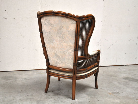 Image 1 of Faux bamboo wingback chair in Giorgetti style