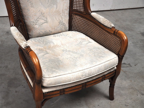 Image 1 of Faux bamboo wingback chair in Giorgetti style