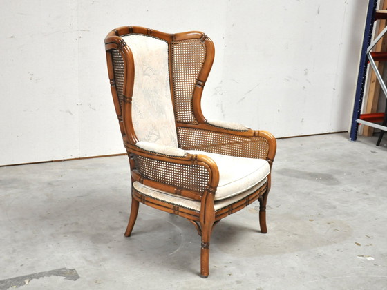 Image 1 of Faux bamboo wingback chair in Giorgetti style