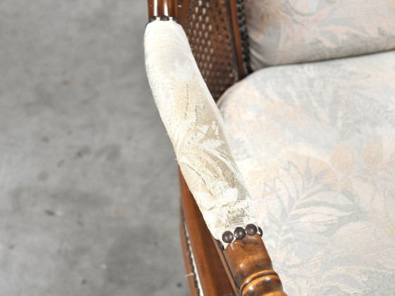 Image 1 of Fauteuil à oreilles en faux bambou dans le style Giorgetti