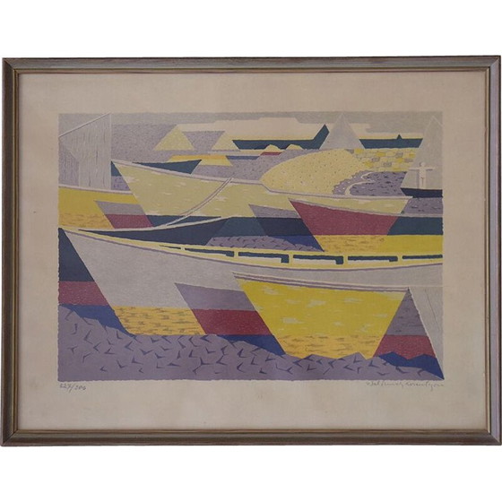 Image 1 of Litografia a colori vintage Båtparad di Waldemar Lorentzon, 1953