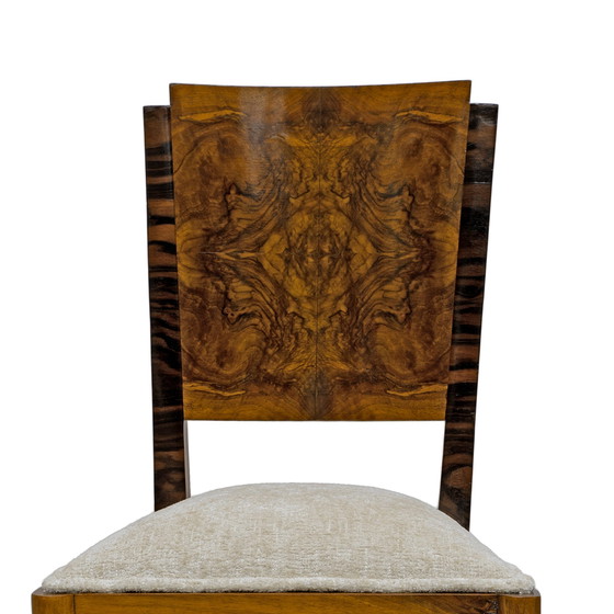 Image 1 of Six Art Dèco Italian Walnut Dining Chairs, 1940S