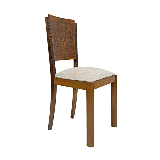 Image 1 of Six Art Dèco Italian Walnut Dining Chairs, 1940S