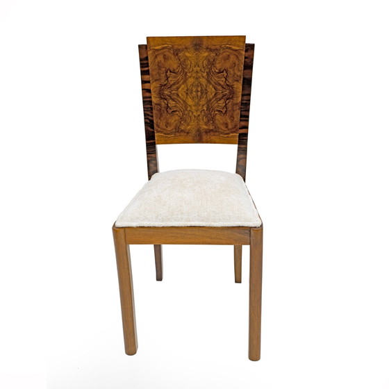 Image 1 of Six Art Dèco Italian Walnut Dining Chairs, 1940S