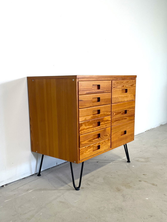 Image 1 of Drawer Cabinet Pine On Hairpin Legs