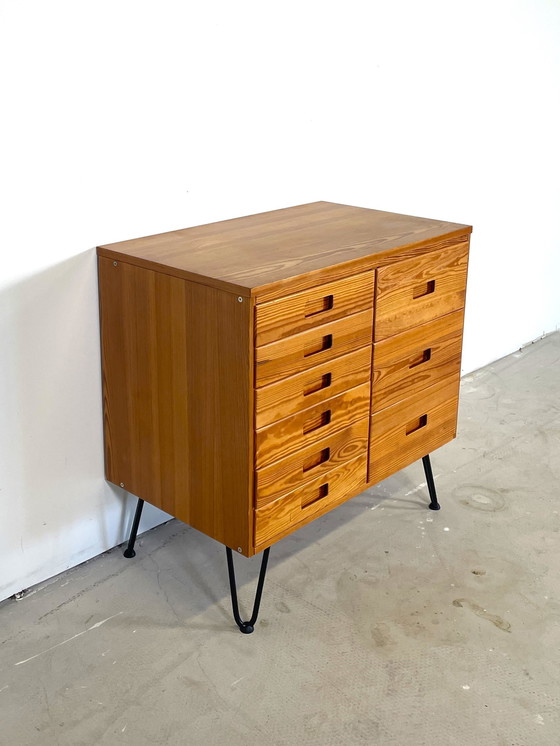 Image 1 of Drawer Cabinet Pine On Hairpin Legs