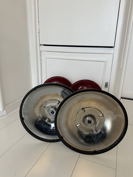 Image 1 of Vintage Hairdresser Kapperkrukjes Stools Retro Red