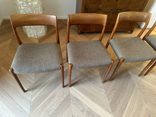 4X Teak chairs, Mid - Century chairs from Denmark