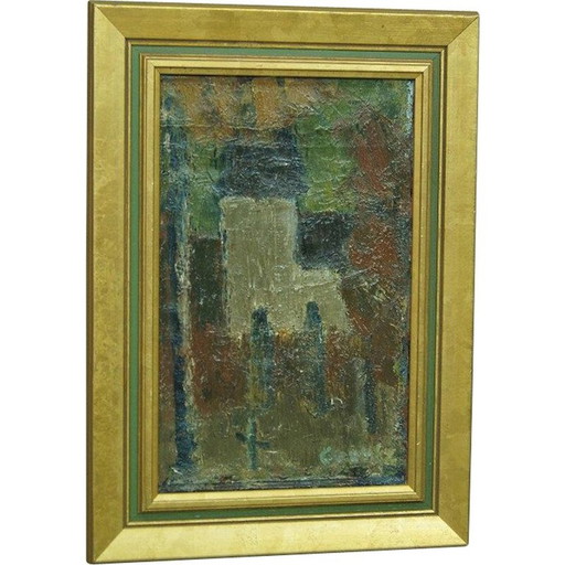 Composición abstracta al óleo vintage de Bengt Crantz, Suecia, 1960