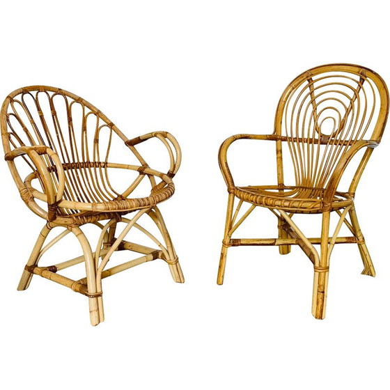 Image 1 of Pair of vintage rattan armchairs, 1960