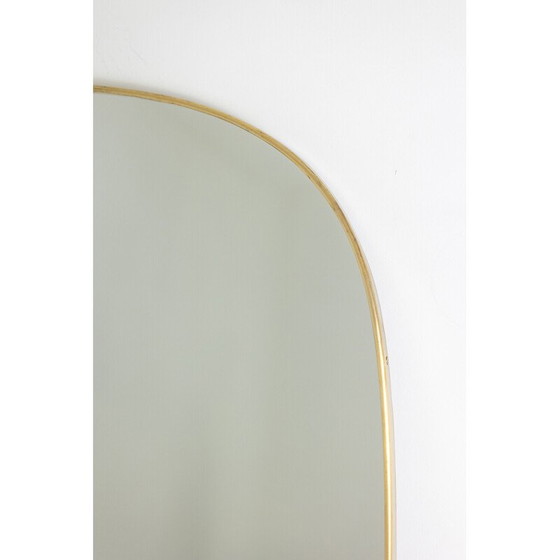 Image 1 of Coppia di grandi specchi vintage in ottone dorato, 1950