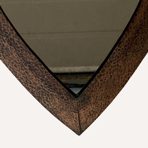 Image 1 of Brutalist Copper Hammered Triangle Mirror, 1920S