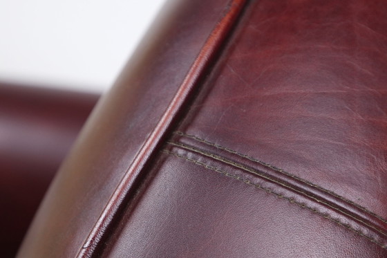 Image 1 of Fauteuil vintage en cuir marron de style Art Déco