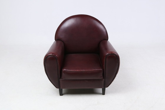 Image 1 of Poltrona vintage in pelle color marrone in stile Art Déco