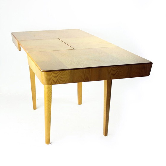Image 1 of Vintage extendable dining table in ash wood for Mier, Czechoslovakia 1960