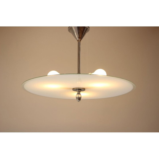 Image 1 of Vintage art deco metal and glass suspension, Czechoslovakia 1930