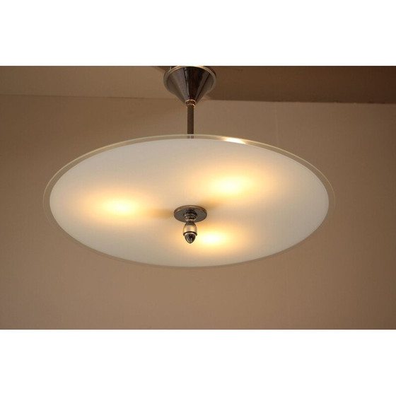 Image 1 of Vintage art deco metal and glass suspension, Czechoslovakia 1930