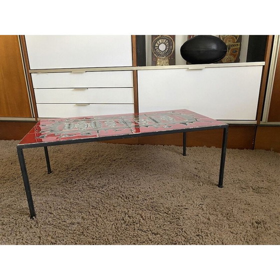 Image 1 of Tavolino da caffè vintage in ceramica e metallo, anni '60