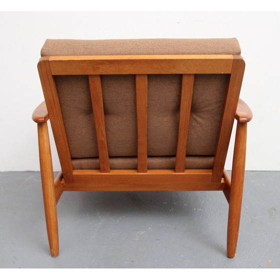 Image 1 of Vintage armchair in teak and cushions in brown - 1960s