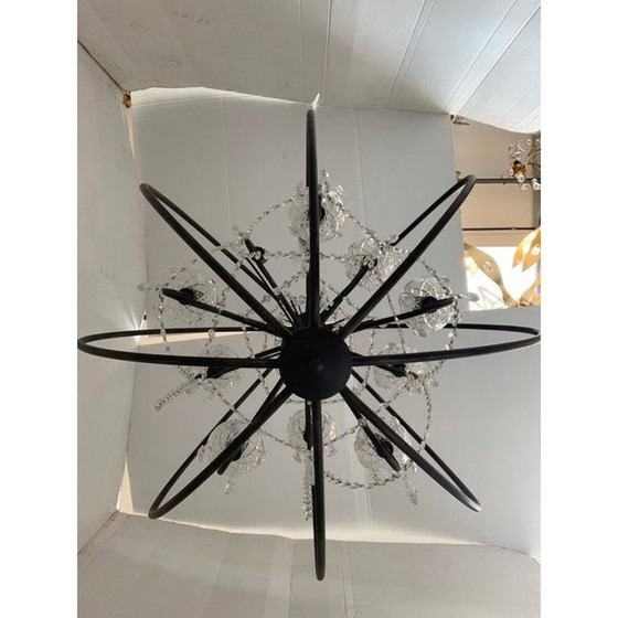 Image 1 of Black Metal 8 Lights Wrought Iron Florentine Art Chandelier Made In Italy