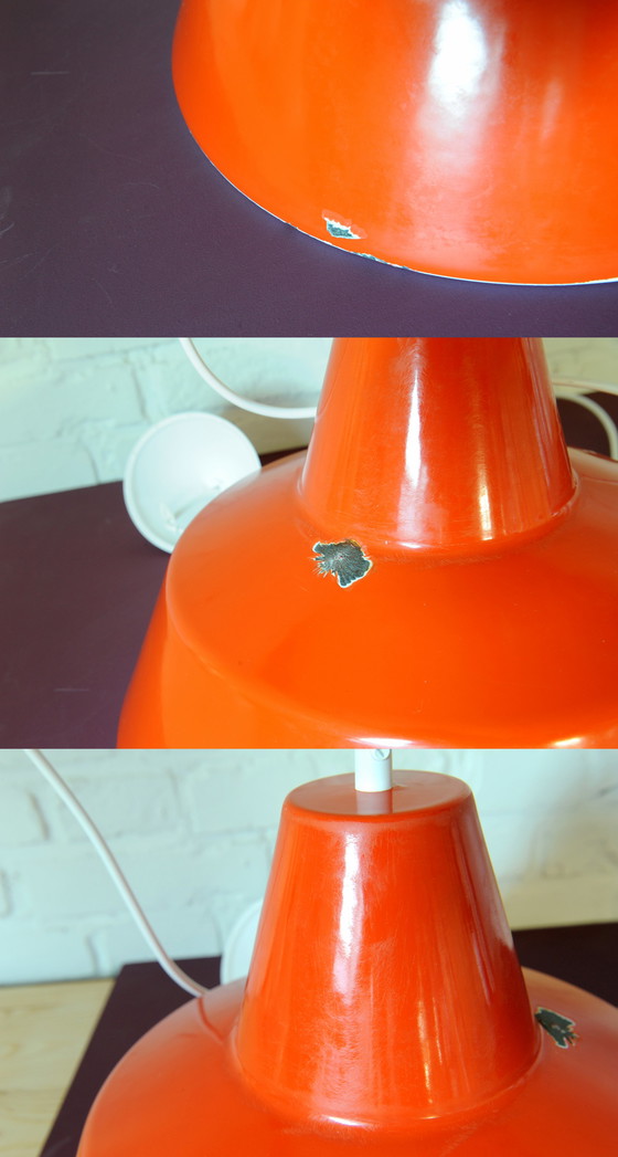 Image 1 of Vintage dark orange enamel pendant lamp