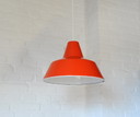 Lampe suspendue vintage en émail orange foncé