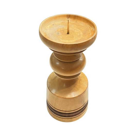 Image 1 of Large, Turned Wooden Candlestick, Belgium, 1970S.