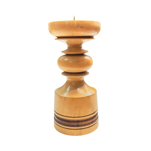 Large, Turned Wooden Candlestick, Belgium, 1970S.