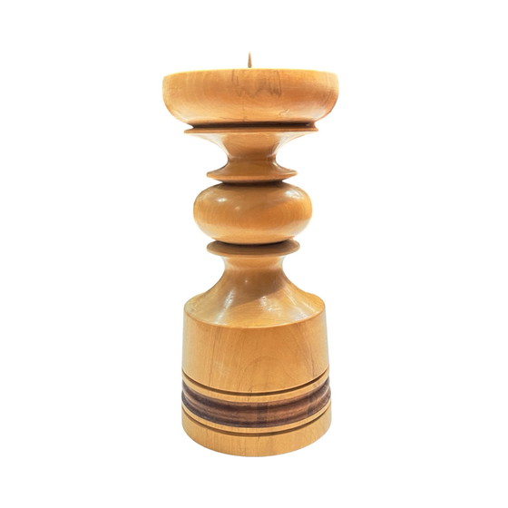 Image 1 of Large, Turned Wooden Candlestick, Belgium, 1970S.