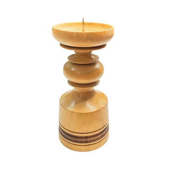 Image 1 of Large, Turned Wooden Candlestick, Belgium, 1970S.