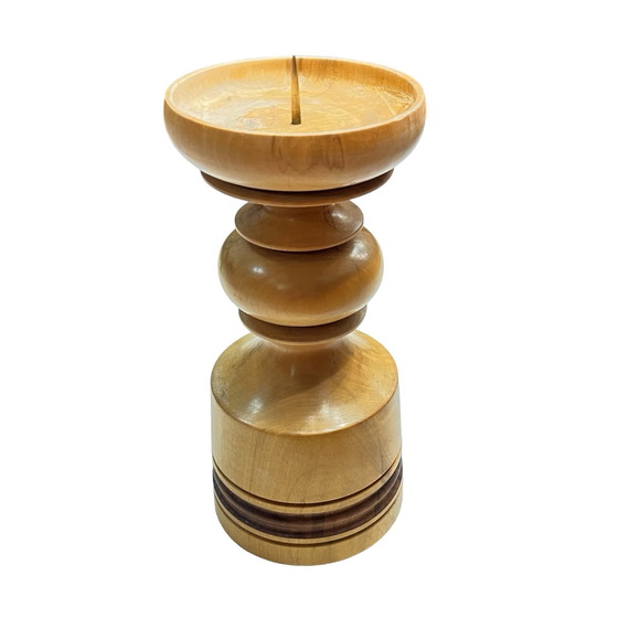 Image 1 of Large, Turned Wooden Candlestick, Belgium, 1970S.