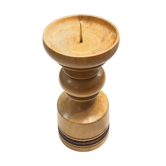 Image 1 of Large, Turned Wooden Candlestick, Belgium, 1970S.