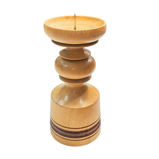 Image 1 of Large, Turned Wooden Candlestick, Belgium, 1970S.