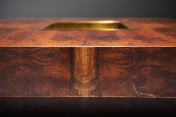 Image 1 of Vintage Alveo coffee table with bar in burlwood by Willy Rizzo for Mario Sabot