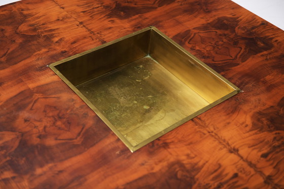 Image 1 of Vintage Alveo coffee table with bar in burlwood by Willy Rizzo for Mario Sabot